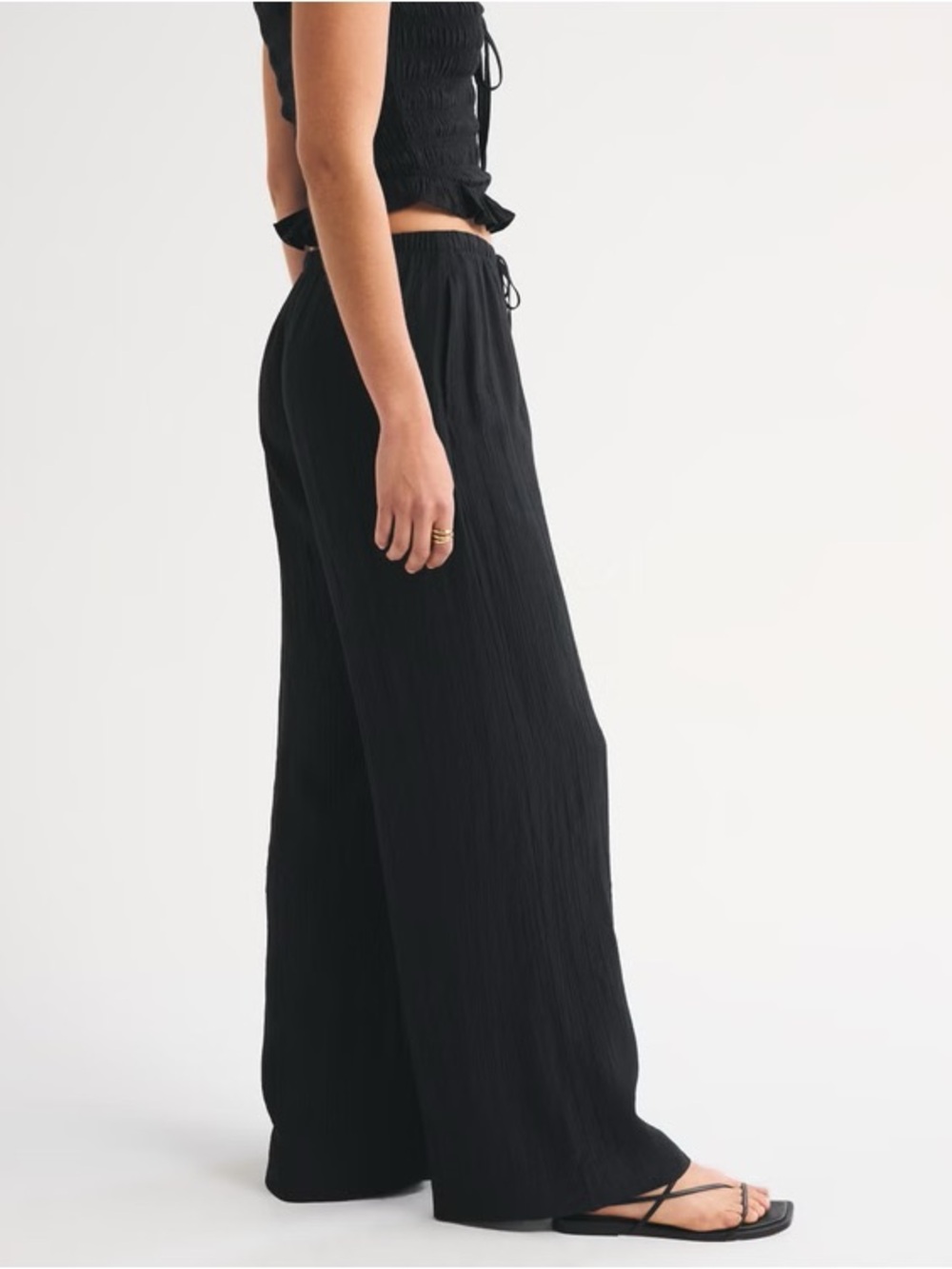 Zylioo Tall Linen Blend Wide Leg Pants Black Tall XL NWT